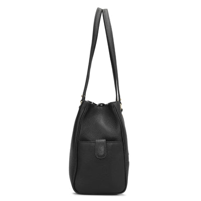 Medium Wax Leather Shoulder Bag - Black