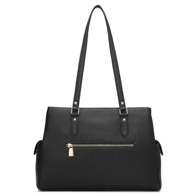 Medium Wax Leather Shoulder Bag - Black