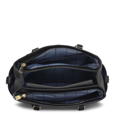 Medium Wax Leather Shoulder Bag - Black