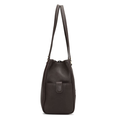 Medium Wax Leather Shoulder Bag - Chocolate