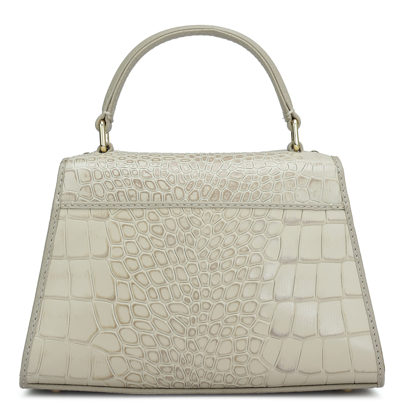 Small Croco Leather Satchel - Frost