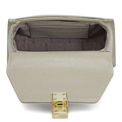 Small Croco Leather Satchel - Frost