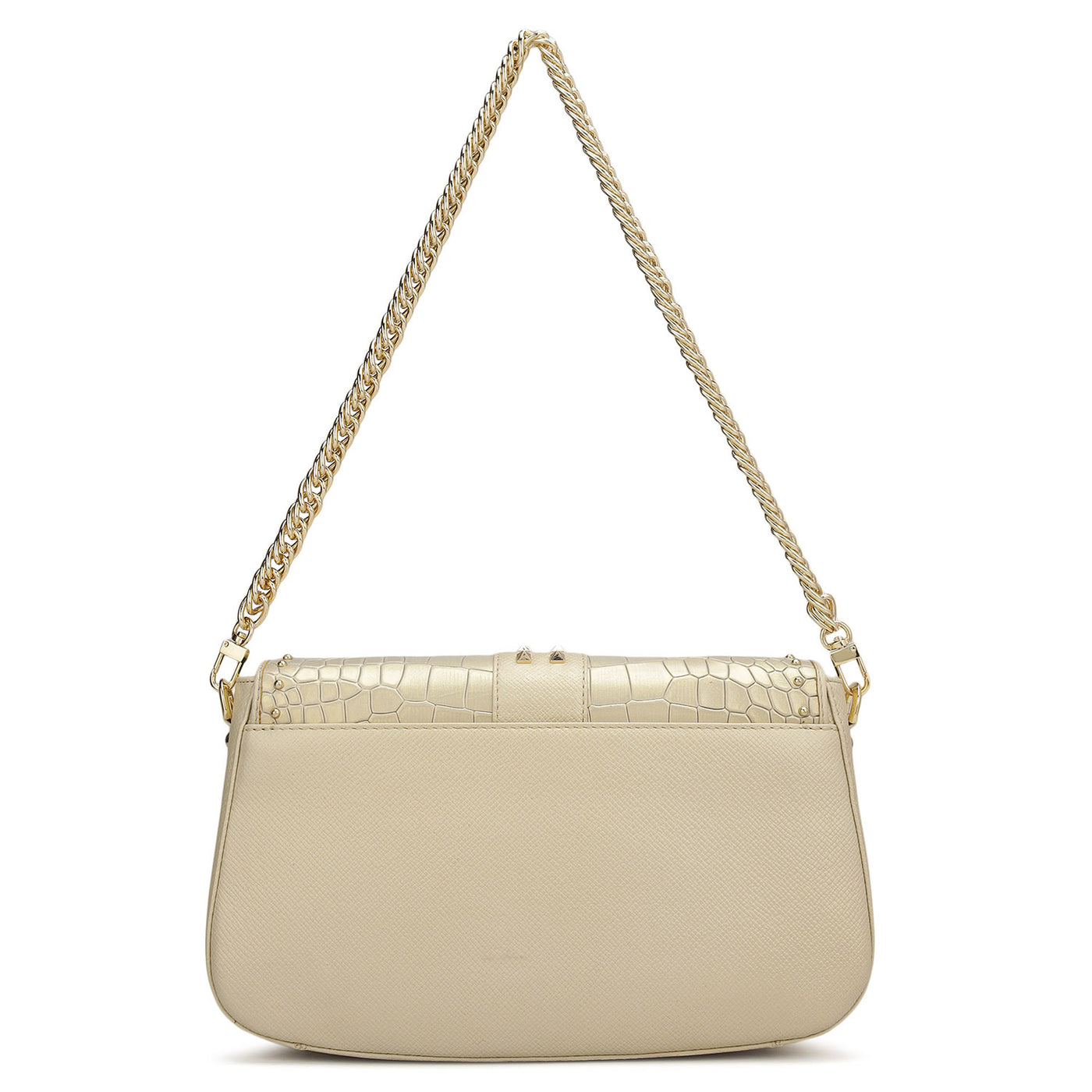 Small Croco Franzy Leather Shoulder Bag - Gold