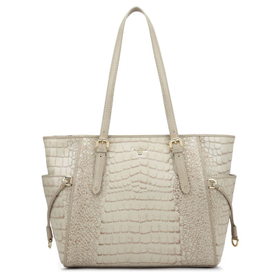 Medium Croco Leather Tote - Frost