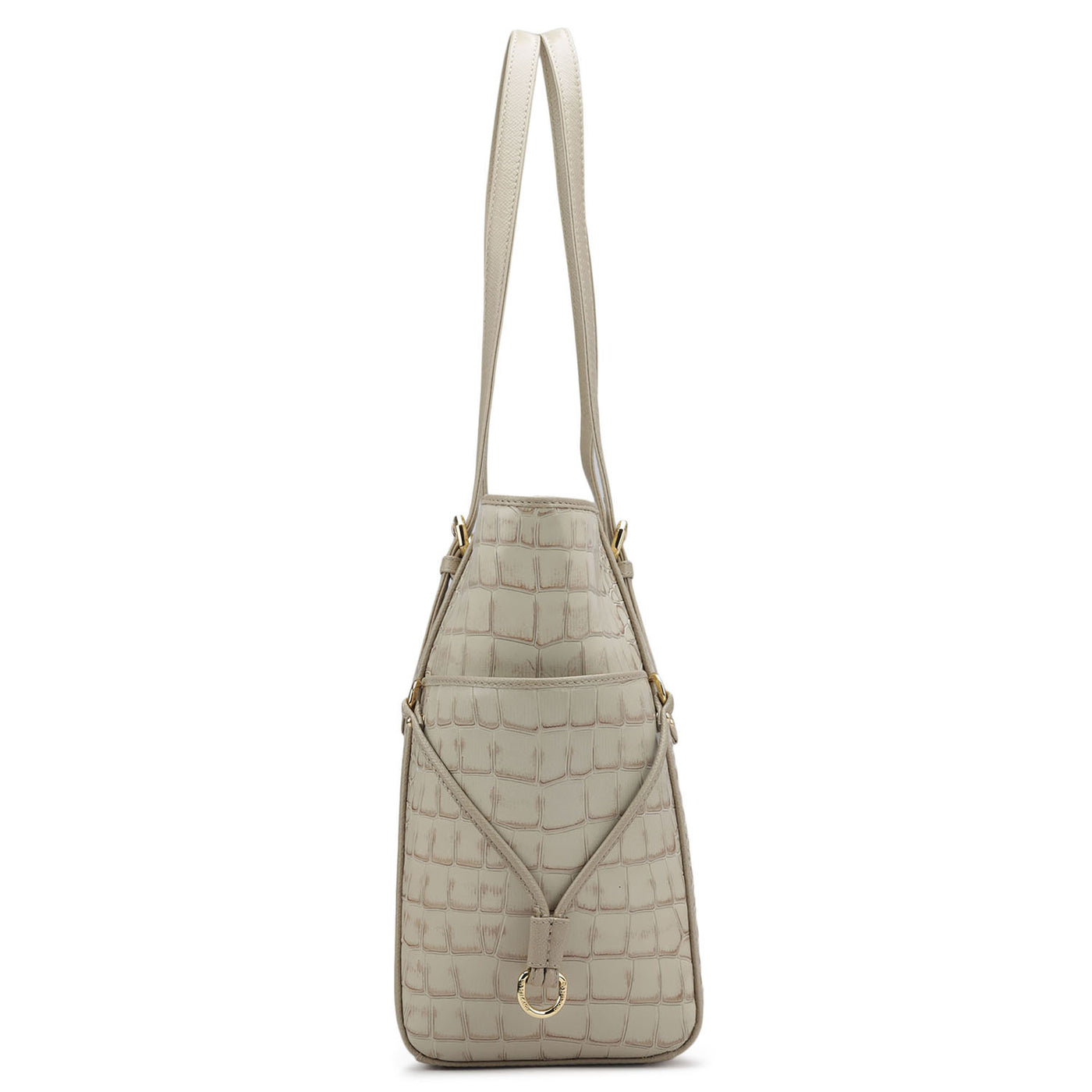 Medium Croco Leather Tote - Frost