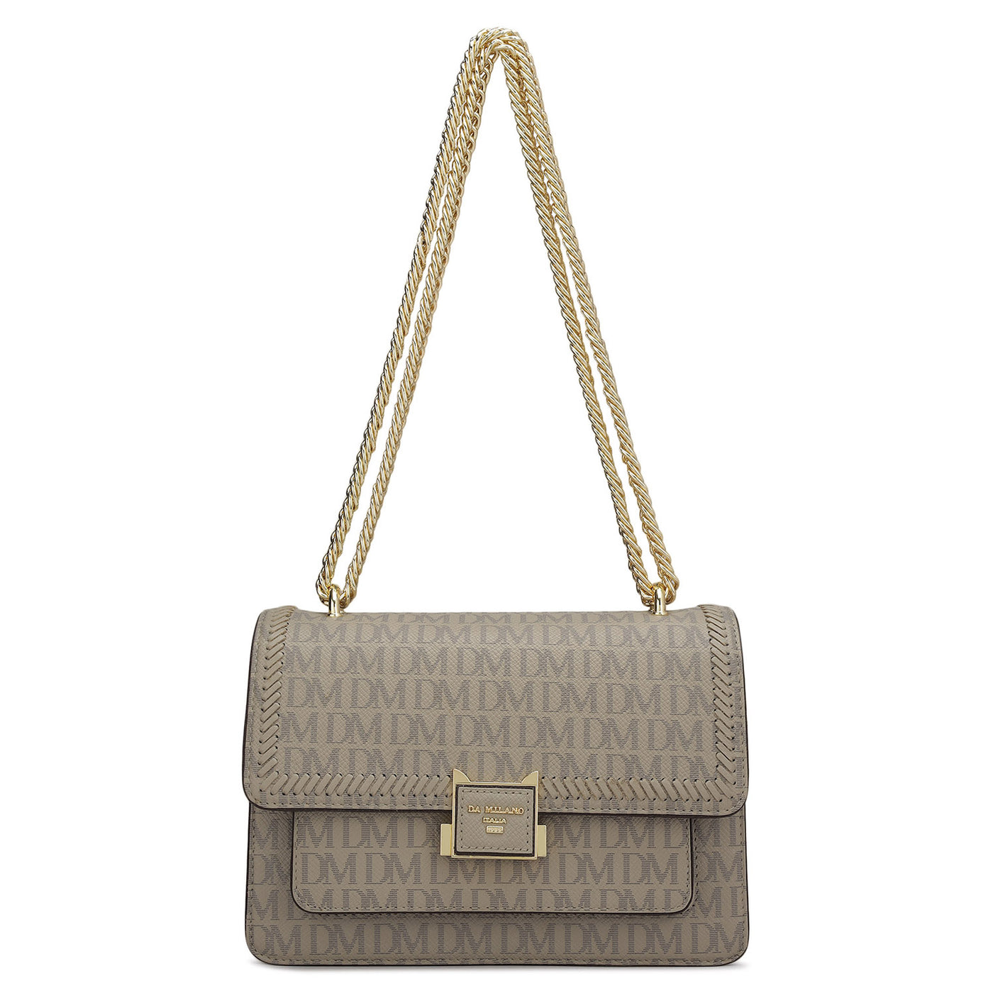 Small Monogram Franzy Leather Shoulder Bag - Chalk