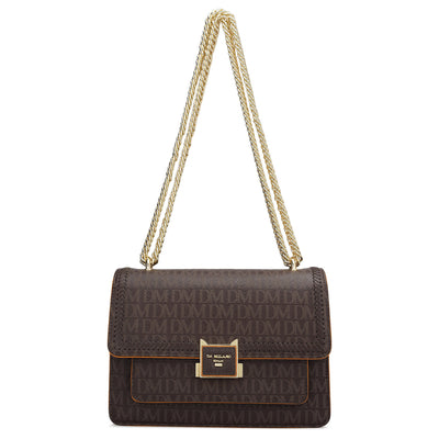 Small Monogram Franzy Leather Shoulder Bag - Chocolate