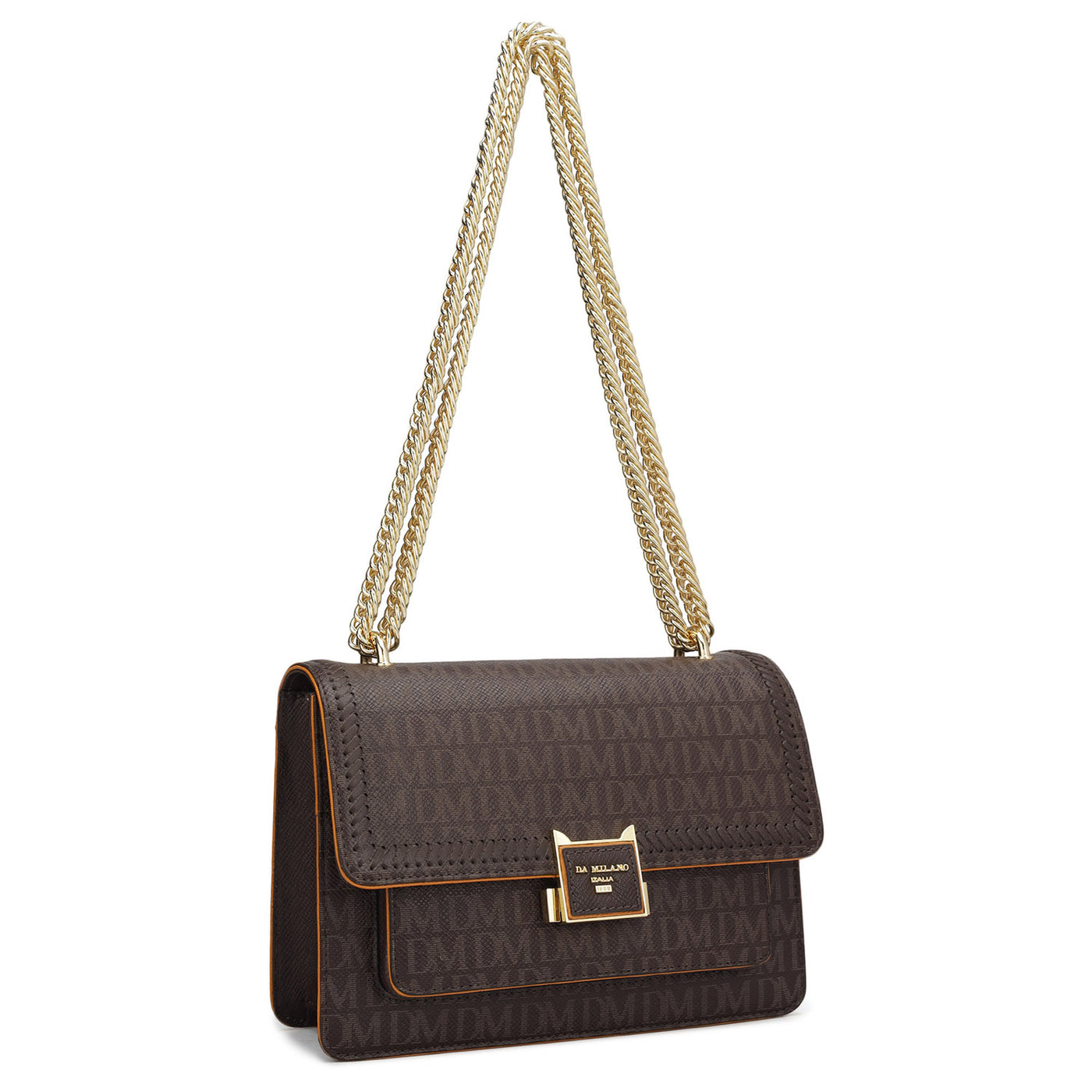 Small Monogram Franzy Leather Shoulder Bag - Chocolate