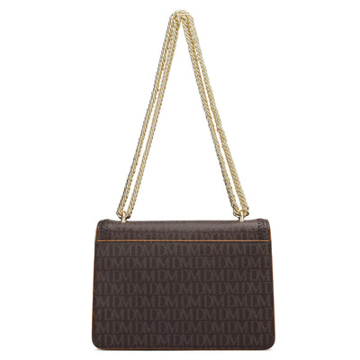 Small Monogram Franzy Leather Shoulder Bag - Chocolate