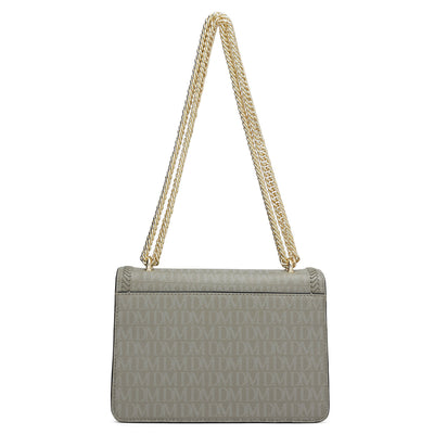 Small Monogram Franzy Leather Shoulder Bag - Stone Grey