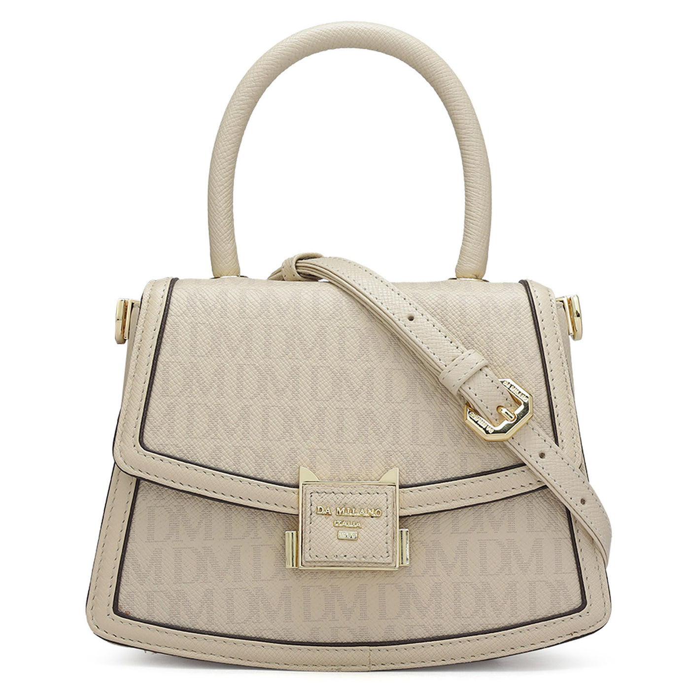 Small Monogram Franzy Leather Satchel - Dove