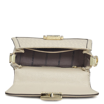 Small Monogram Franzy Leather Satchel - Dove