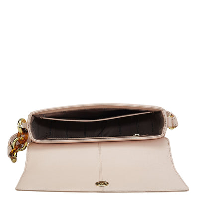 Small Franzy Leather Baguette - Blush