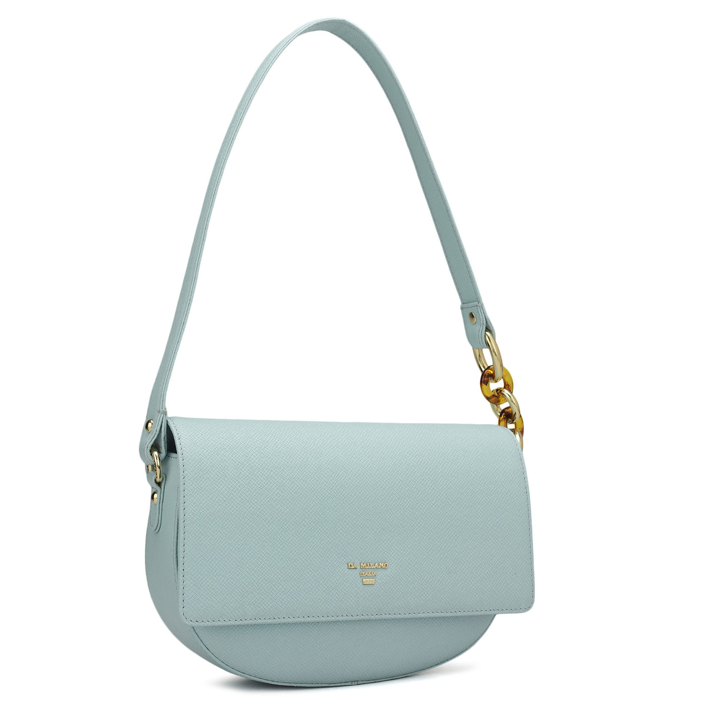 Small Franzy Leather Baguette - Cloud Blue