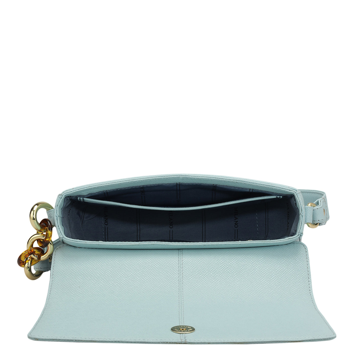 Small Franzy Leather Baguette - Cloud Blue