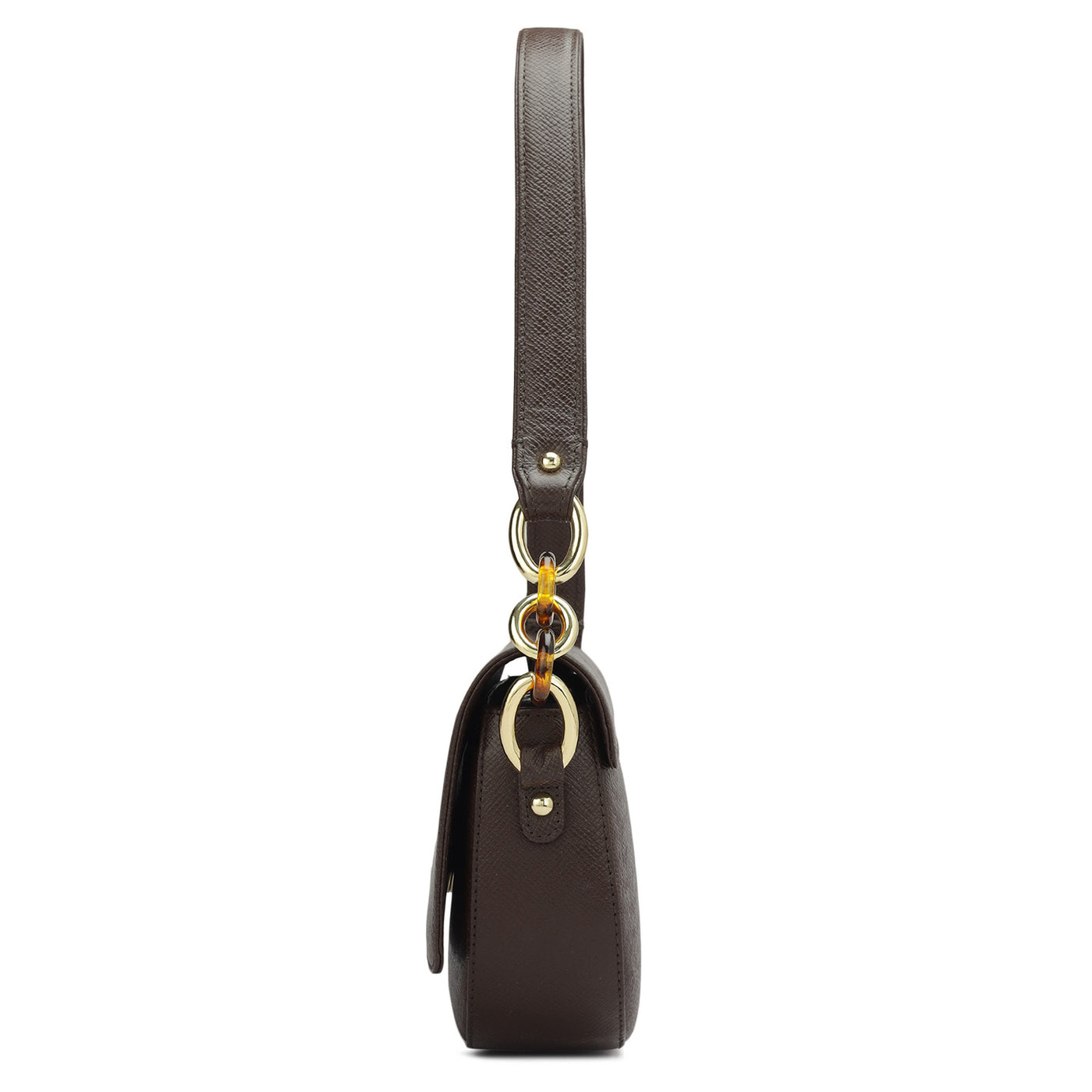 Small Franzy Leather Baguette - Chocolate