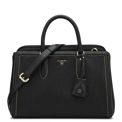 Small Franzy Leather Satchel - Black