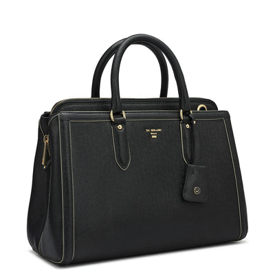 Small Franzy Leather Satchel - Black