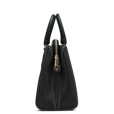 Small Franzy Leather Satchel - Black