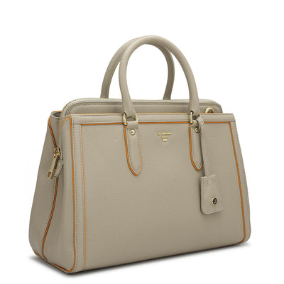 Small Franzy Leather Satchel - Chalk