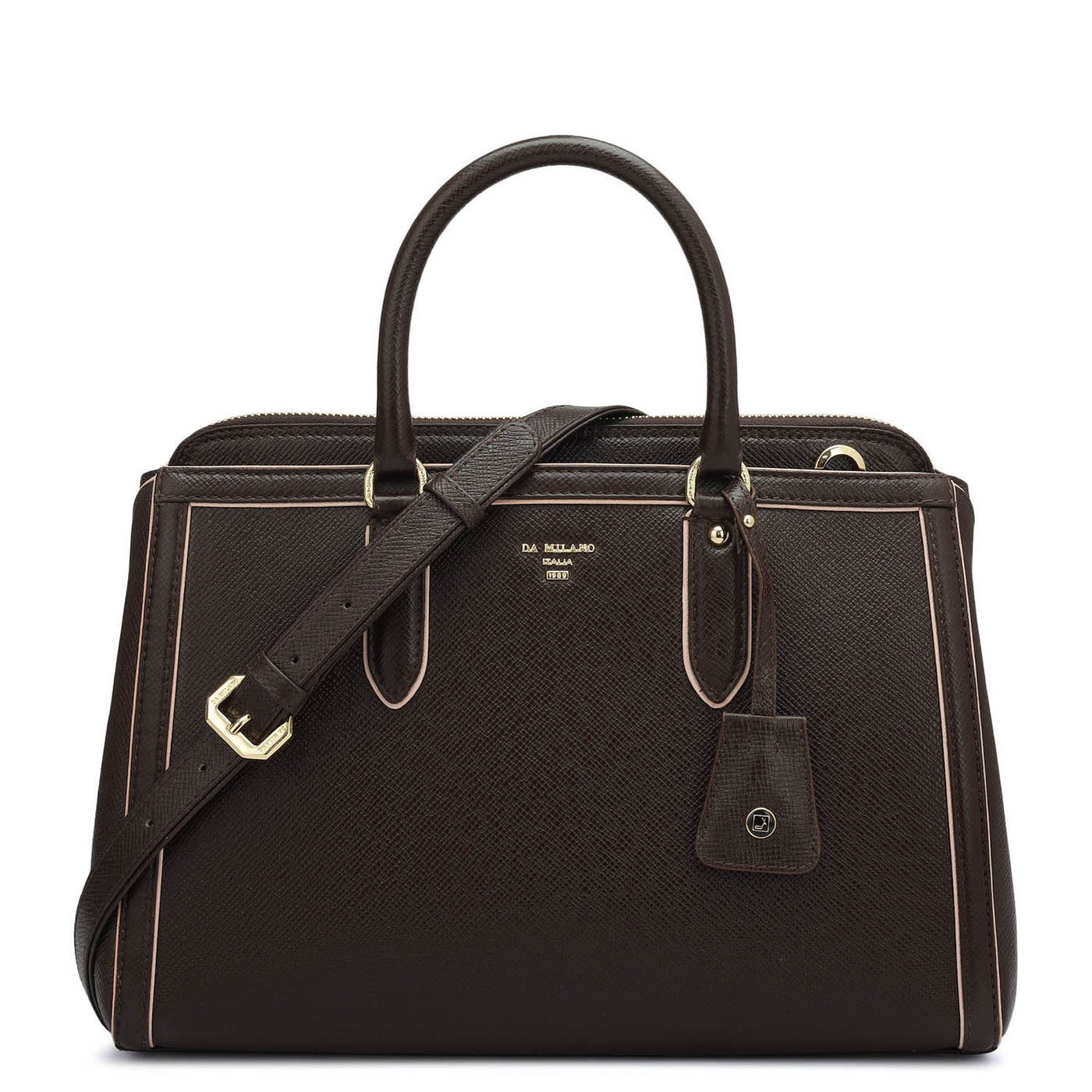 Small Franzy Leather Satchel - Chocolate