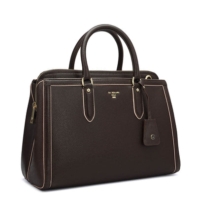 Small Franzy Leather Satchel - Chocolate