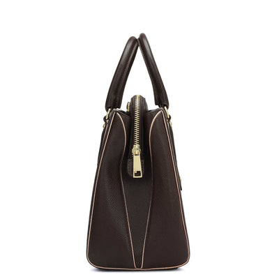 Small Franzy Leather Satchel - Chocolate