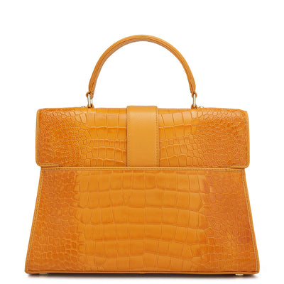 Medium Croco Leather Satchel - Flame