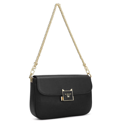 Small Franzy Leather Shoulder Bag - Black