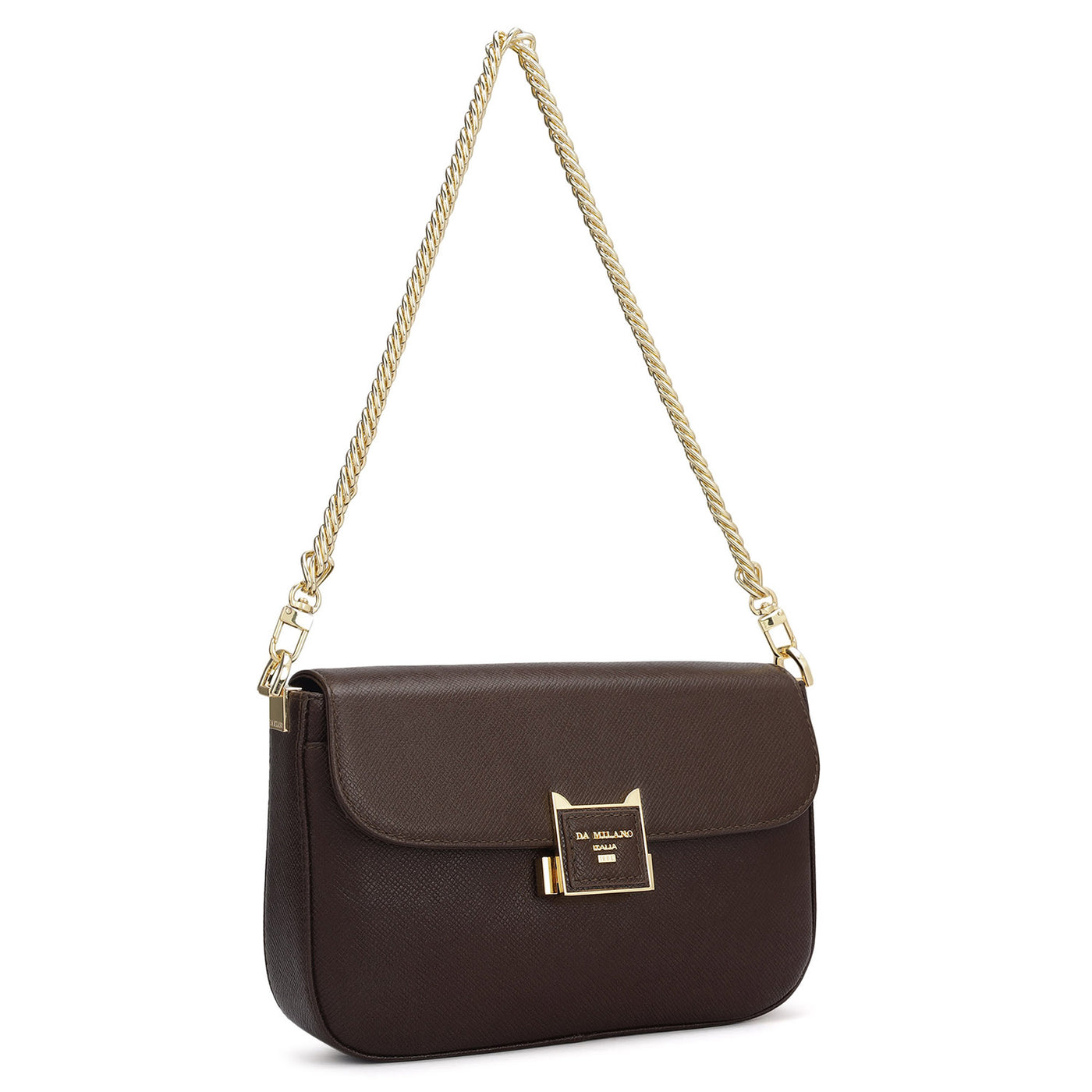 Small Franzy Leather Shoulder Bag - Chocolate