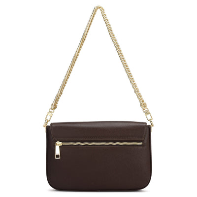 Small Franzy Leather Shoulder Bag - Chocolate