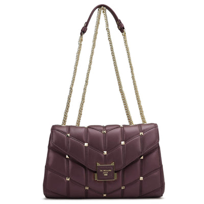 Medium Quilting Leather Shoulder Bag - Plum