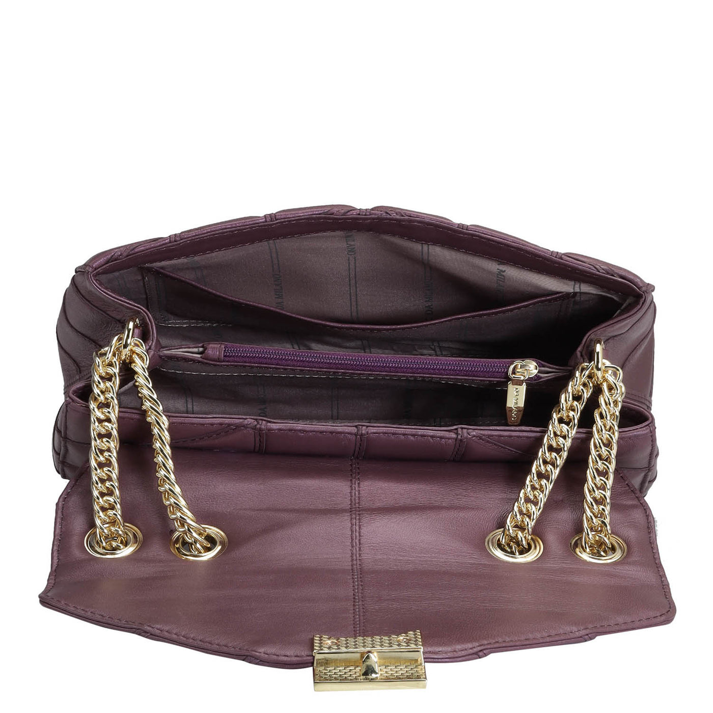 Medium Quilting Leather Shoulder Bag - Plum