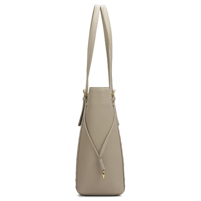 Medium Franzy Leather Tote - Chalk