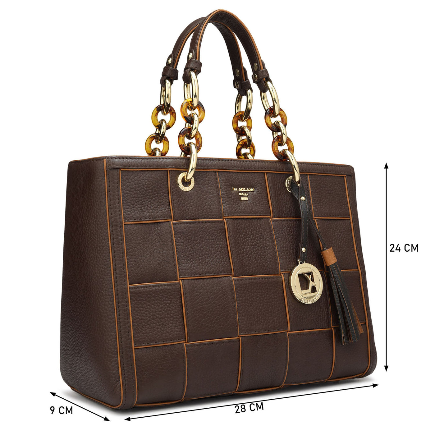 Medium Wax Leather Satchel - Chocolate