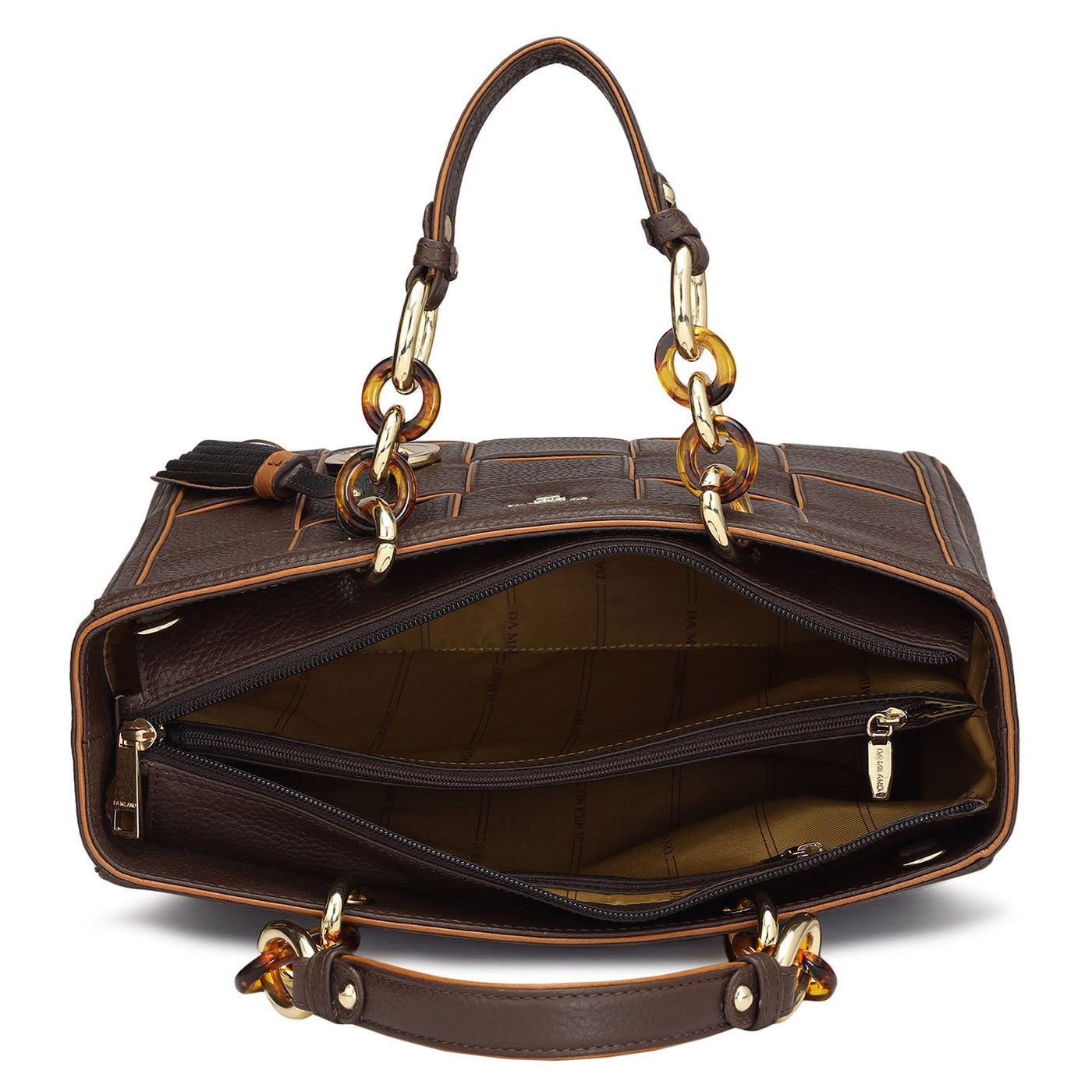 Medium Wax Leather Satchel - Chocolate