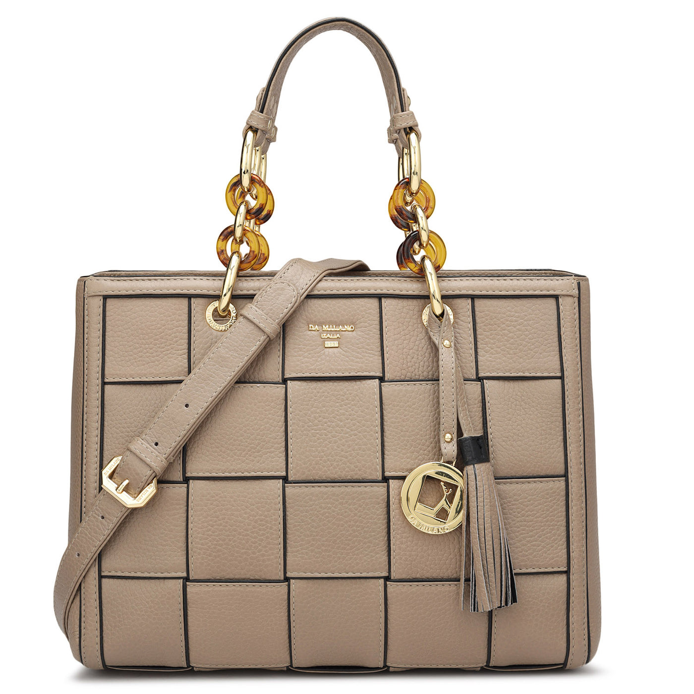 Medium Wax Leather Satchel - Greyish Taupe