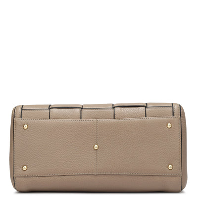 Medium Wax Leather Satchel - Greyish Taupe