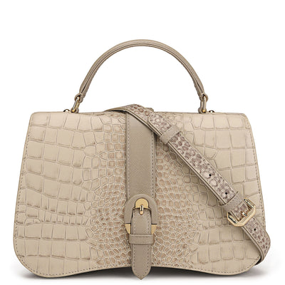 Small Croco Leather Satchel - Frost