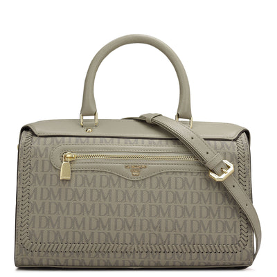 Medium Monogram Franzy Leather Satchel - Chalk