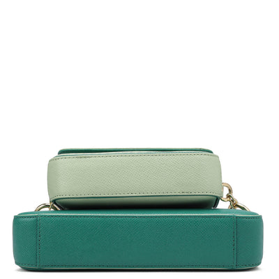 Small Monogram Franzy Leather Sling - Mint & Emerald Green