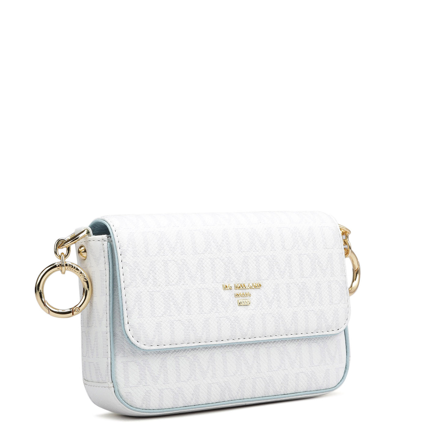 Small Monogram Franzy Leather Sling - White & Cloud Blue