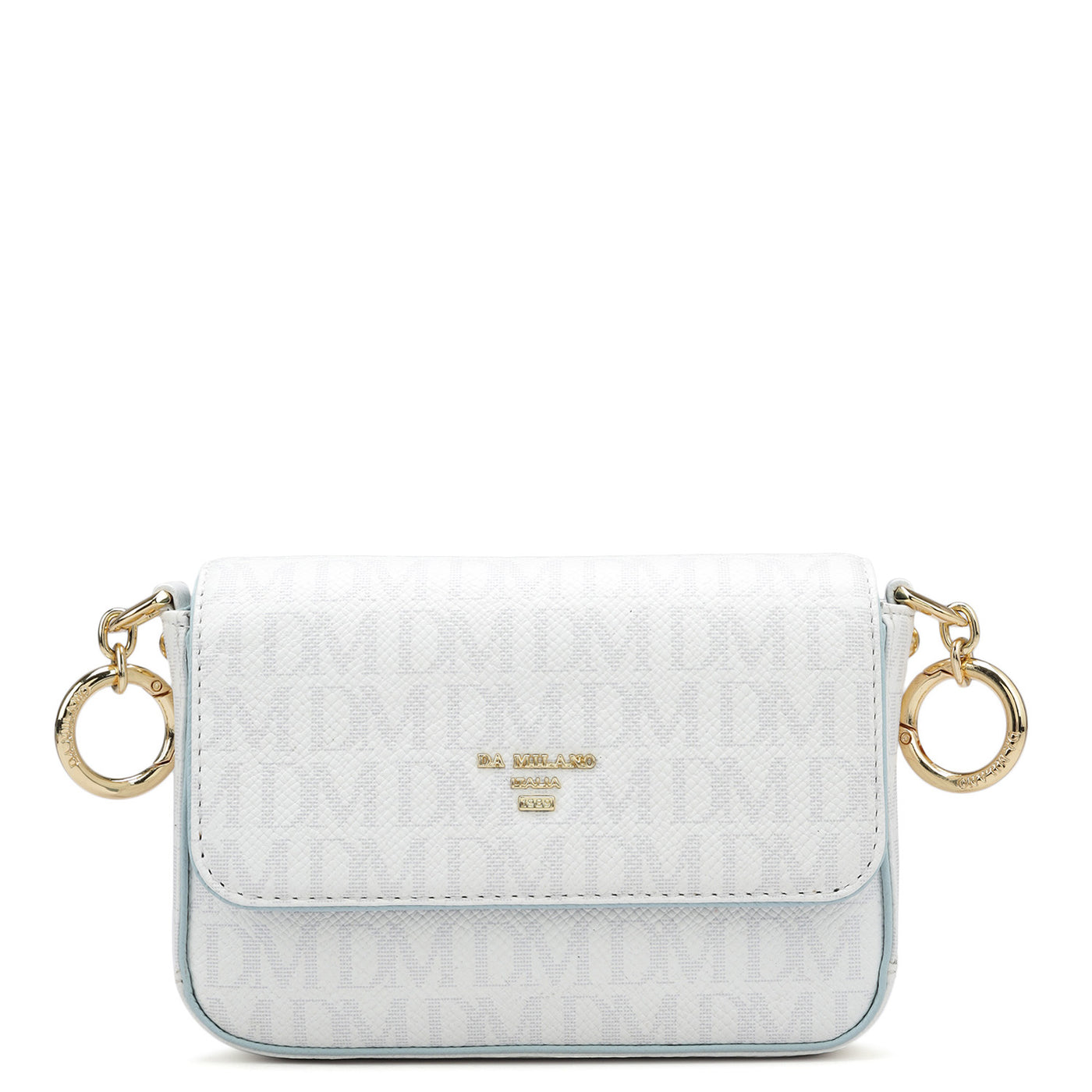 Small Monogram Franzy Leather Sling - White & Cloud Blue