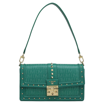 Small Monogram Leather Baguette - Emerald Green