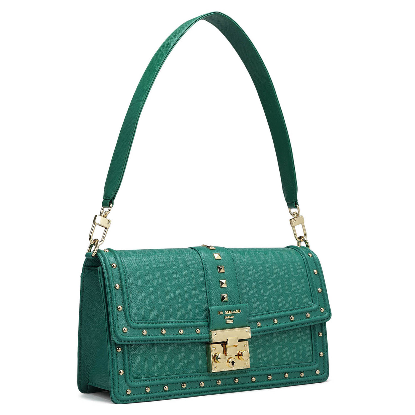 Small Monogram Leather Baguette - Emerald Green