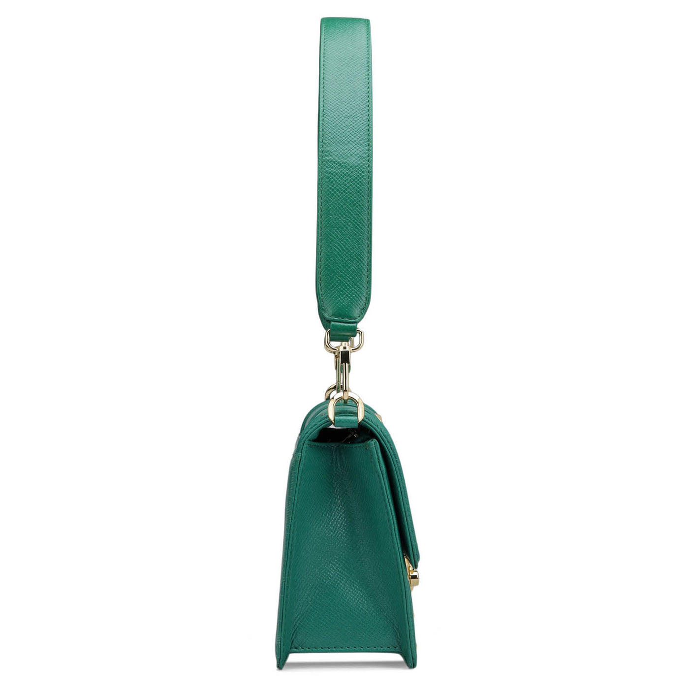 Small Monogram Leather Baguette - Emerald Green