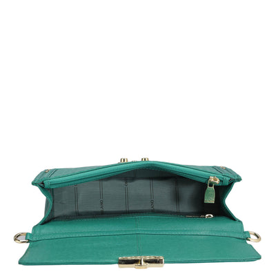 Small Monogram Leather Baguette - Emerald Green