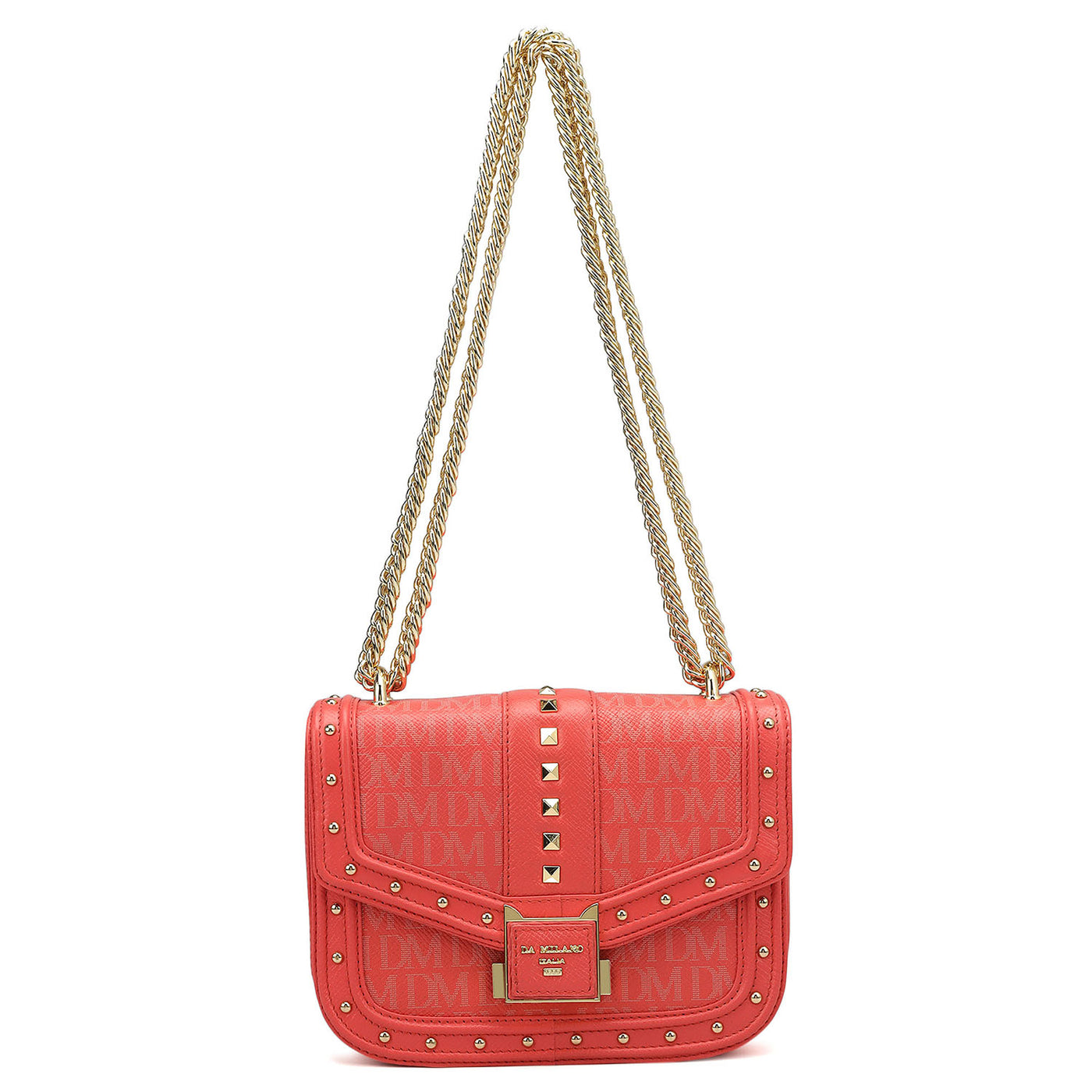 Small Monogram Leather Shoulder Bag - Corallo