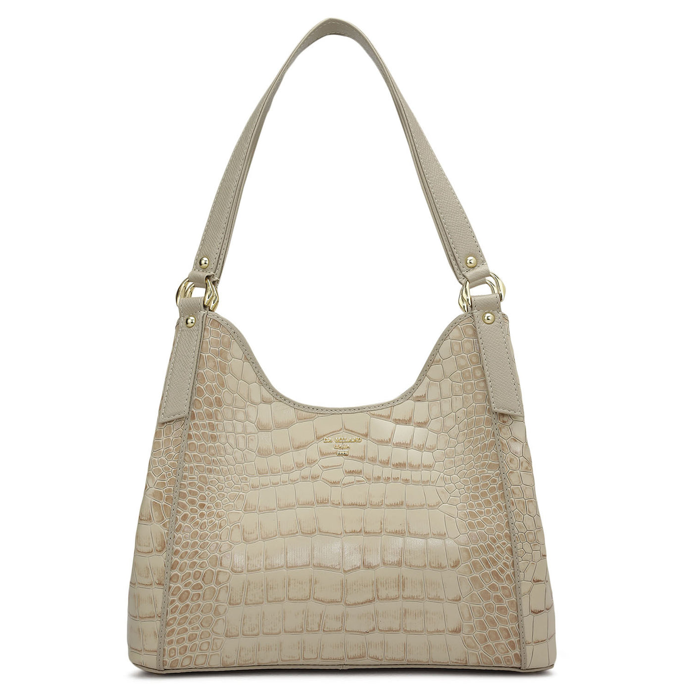 Medium Croco Leather Hobo - Frost