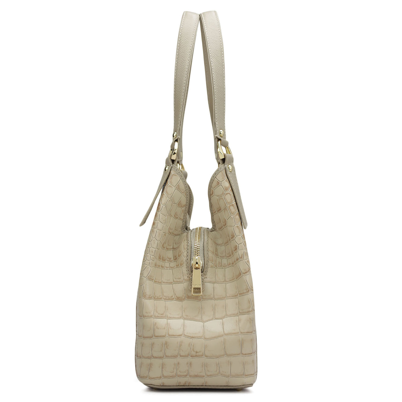 Medium Croco Leather Hobo - Frost